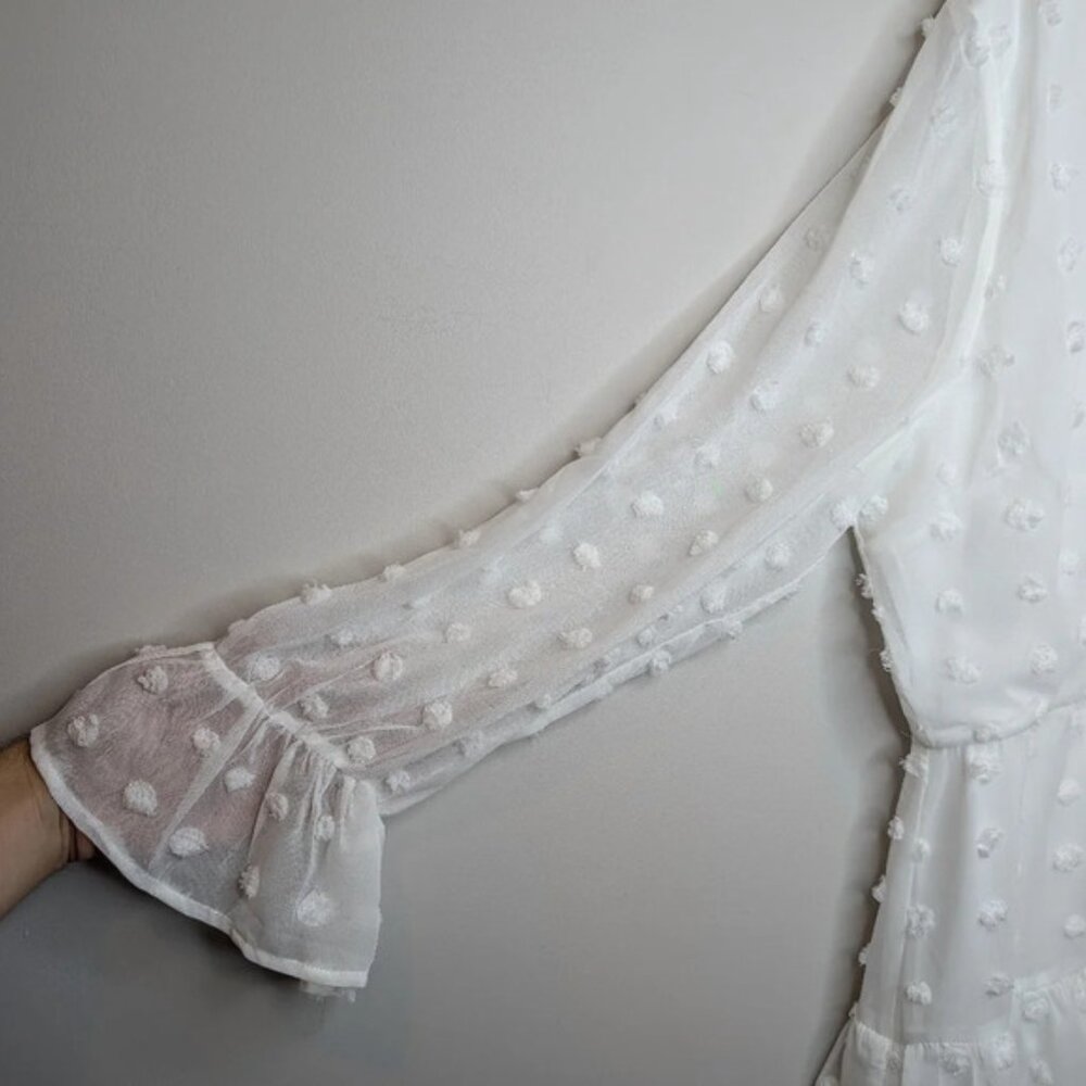 NWT BOOHOO Plus White Swiss  Polka Dot Ruffle Tiered Midi Dress Size 20 - Picture 7 of 13